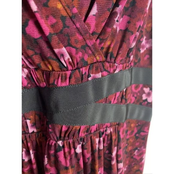 Jacqui E Size L Women's A-Line Dress Pink Purple Floral print - Picture 5 of 8